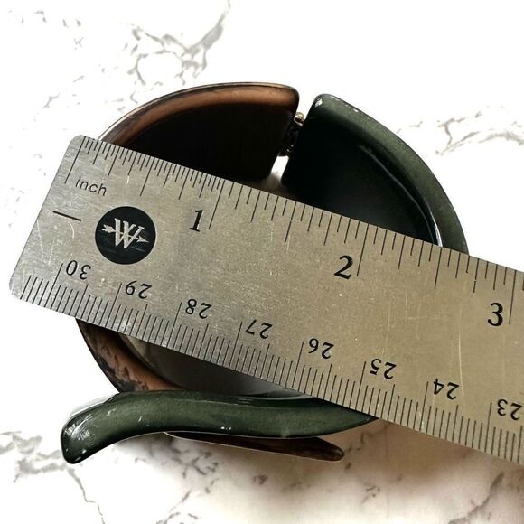 Green and brown wide bangle bracelet - Picture 7 of 9